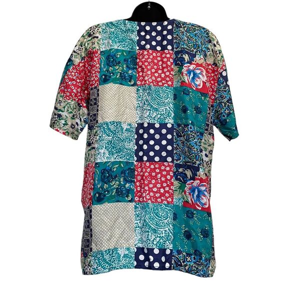 Vintage Silk Exchange Patchwork Print Bohemian Silk Button Front Blouse Sz M NWT - Picture 4 of 15